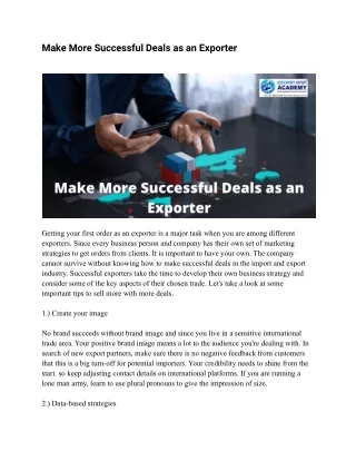 Make More Successful Deals as an Exporter