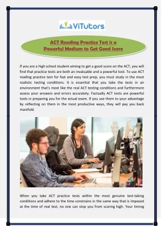ACT Reading Practice Test is a Powerful Medium to Get Good Score