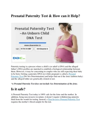 Find Best Prenatal Paternity DNA Test in India