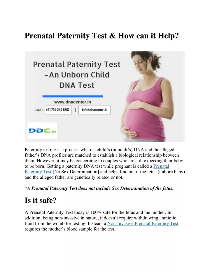 prenatal paternity test how can it help
