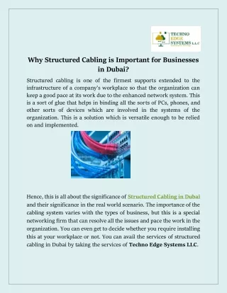 why structured cabling is important