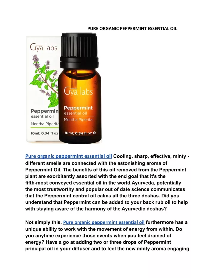 pure organic peppermint essential oil