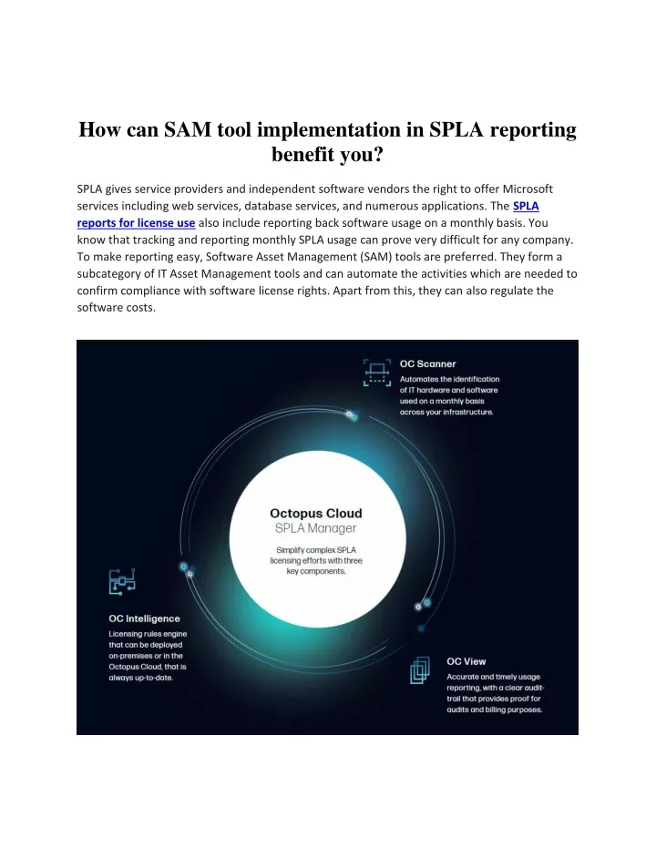 how can sam tool implementation in spla reporting