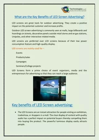 what are the key benefits of led screen