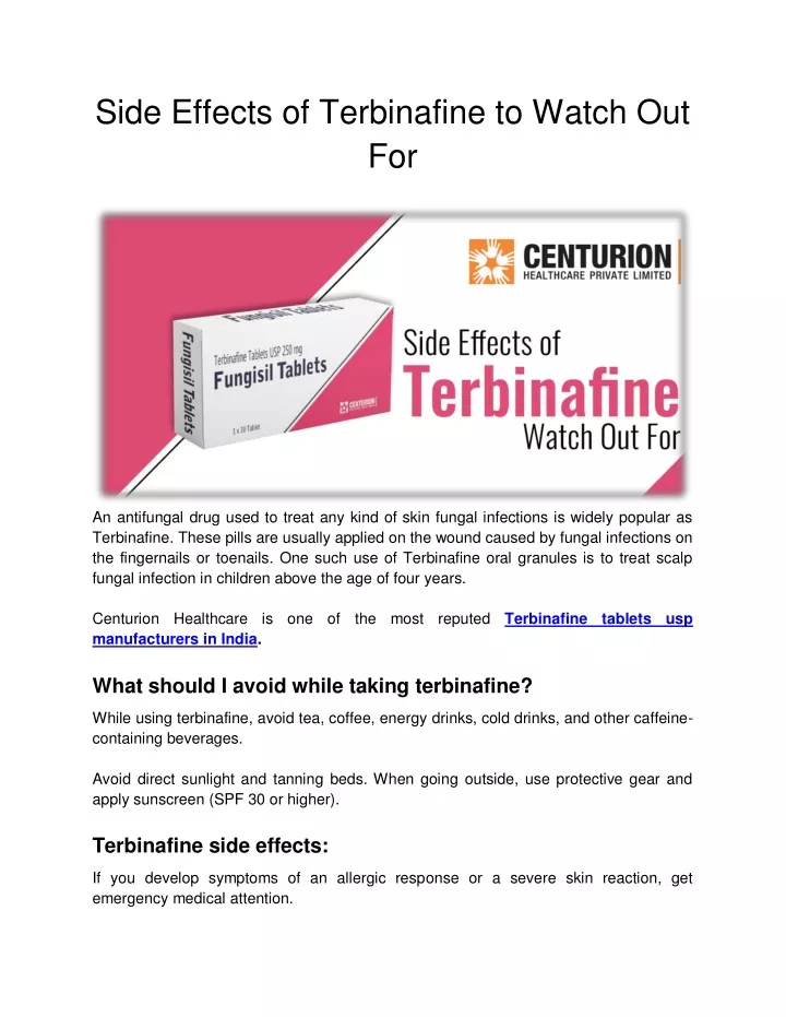 side effects of terbinafine to watch out for