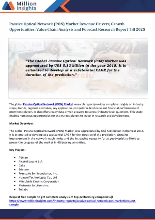 passive optical network pon market revenue