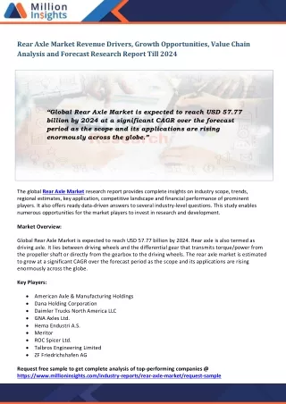 rear axle market revenue drivers growth