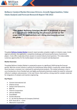 refinery catalyst market revenue drivers growth