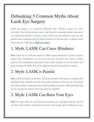Debunking 5 Common Myths About Lasik Eye Surgery