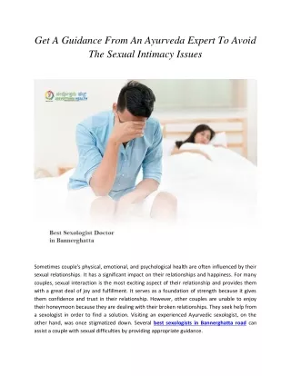 Get A Guidance From An Ayurveda Expert To Avoid The Sexual Intimacy Issues