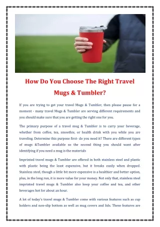 How Do You Choose The Right Travel Mugs & Tumbler