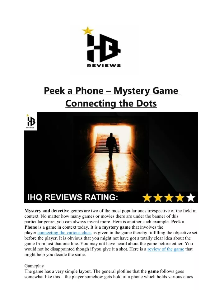 peek a phone mystery game connecting the dots