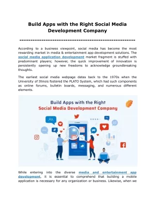 Build Apps with the Right Social Media Development Company