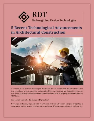 5 Recent Technological Advancements in Architectural Construction