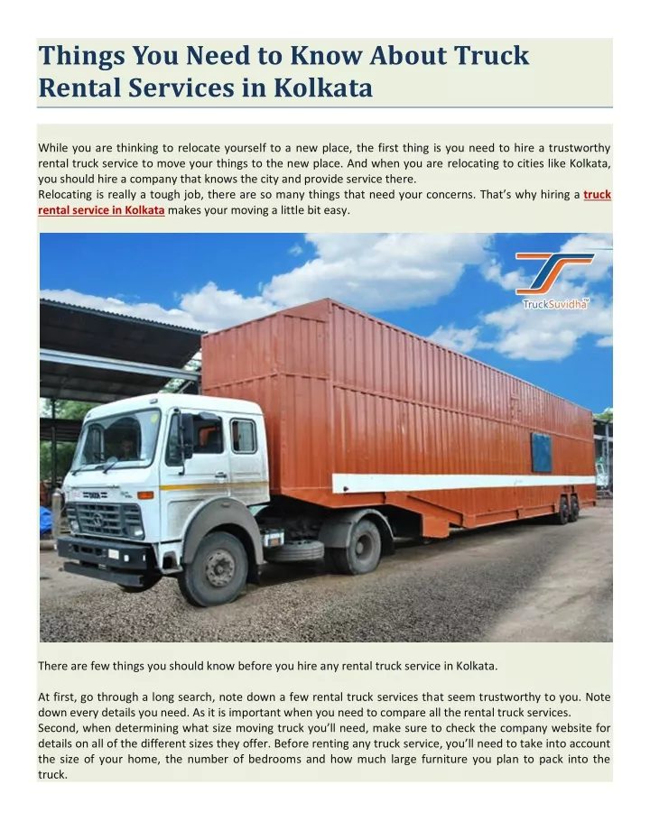 things you need to know about truck rental