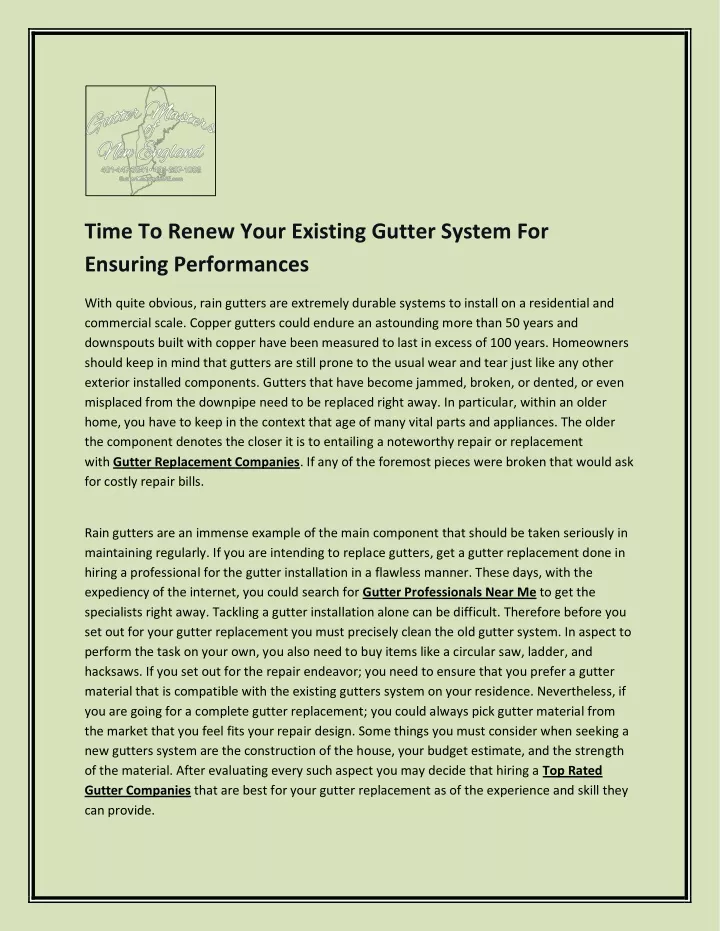 time to renew your existing gutter system