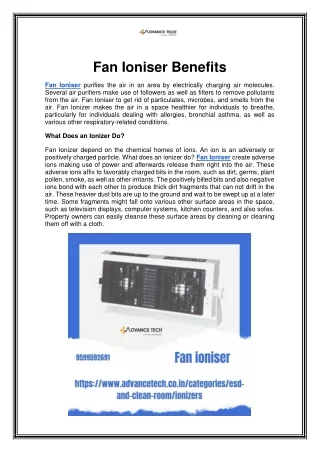fan ioniser benefits