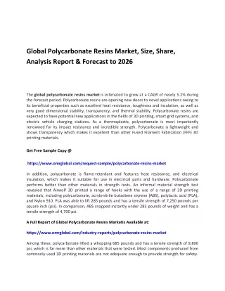 global polycarbonate resins market size share