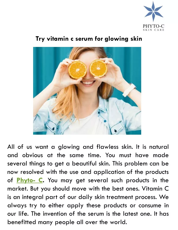 try vitamin c serum for glowing skin