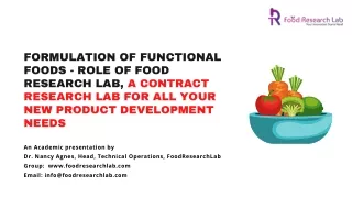 formulation of functional foods role of food