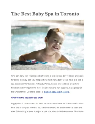 The Best Baby Spa in Toronto