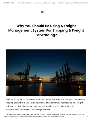 Why You Should Be Using A Freight Management System For Shipping & Freight