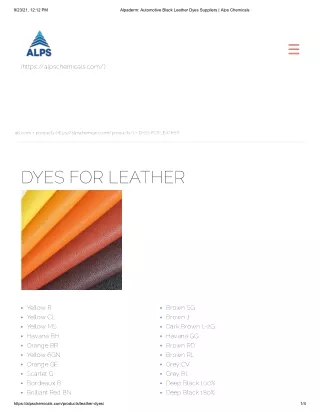 Leather dye manufacturers & Suppliers - Alpschemicals