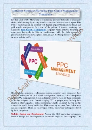 Different Services Offered by Paid Search Management Companies