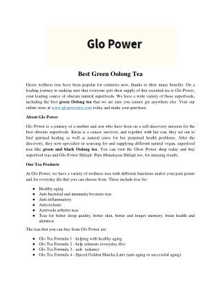 Best Green Oolong Tea
