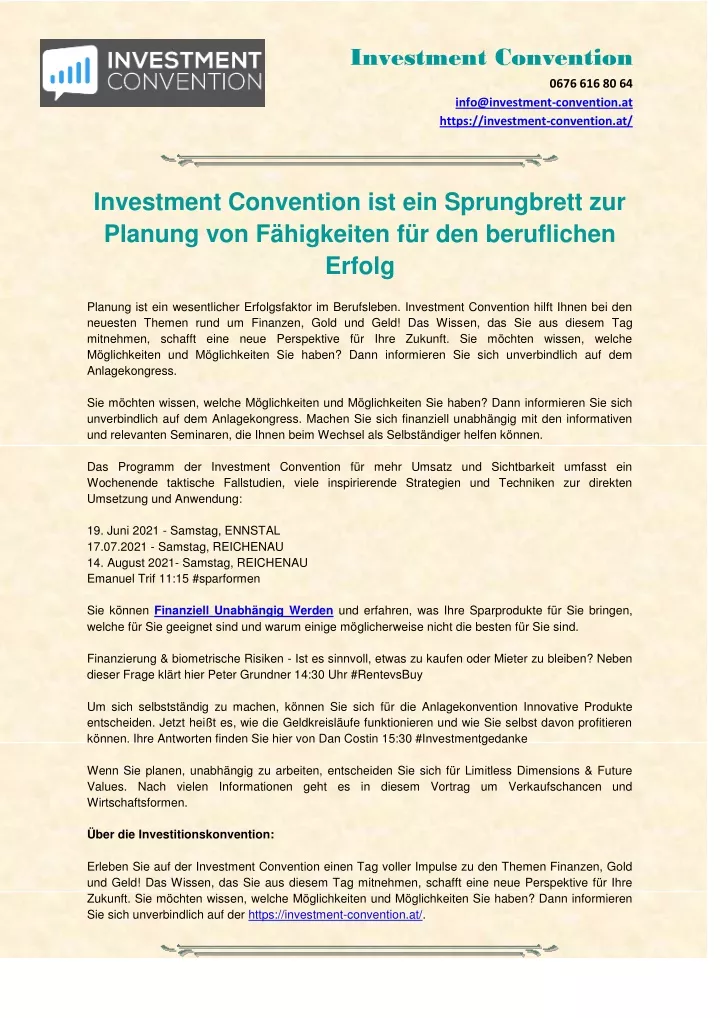 investment convention