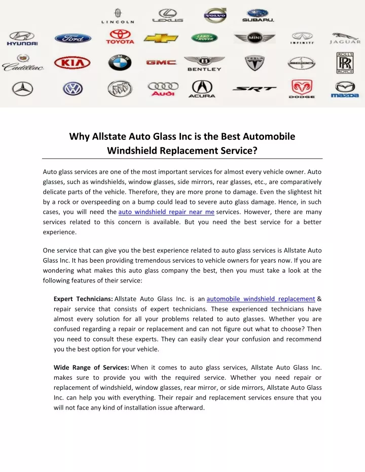 why allstate auto glass inc is the best