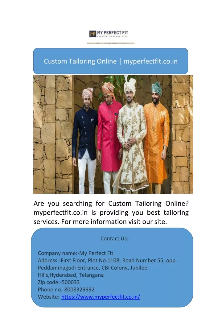 custom tailoring online myperfectfit co in