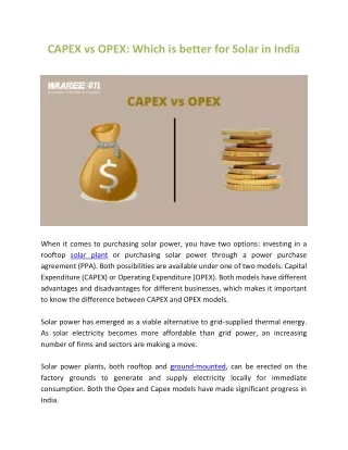 Capex vs. Opex - Which is better for Solar in India