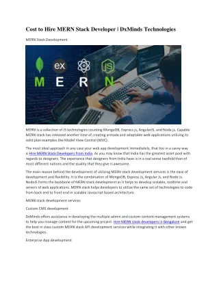 cost to hire mern stack developer dxminds