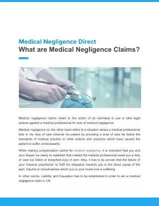 What are Medical Negligence Claims?