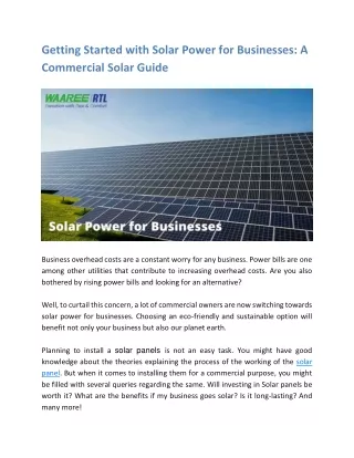 Commercial Solar Guide - Getting Started with Solar Power for Businesses