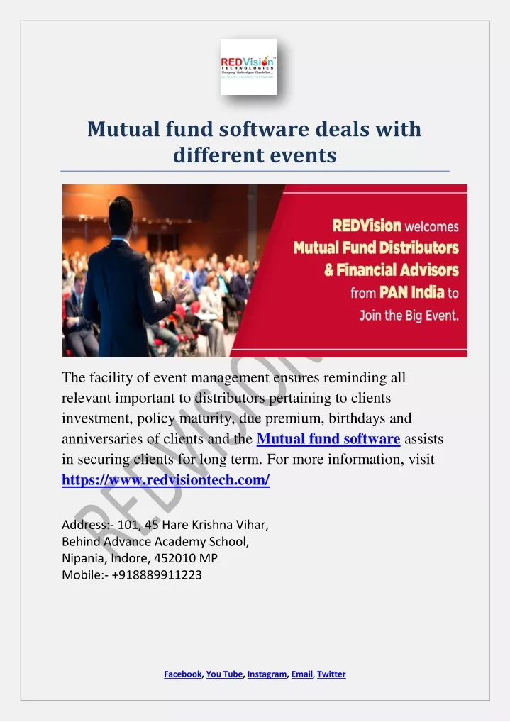 mutual fund software deals with different events