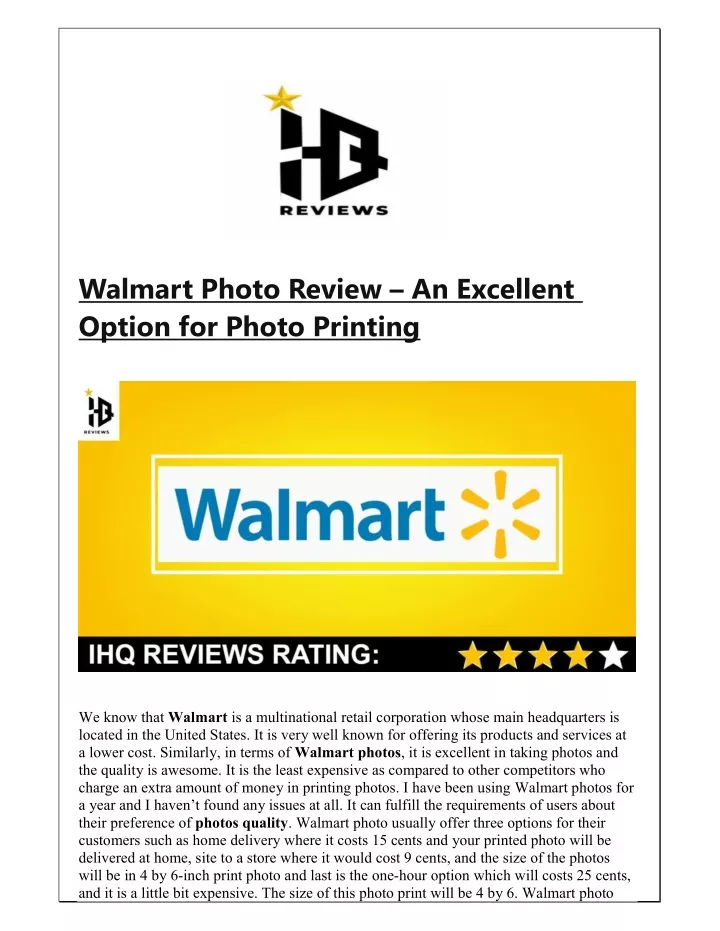 walmart photo review an excellent option