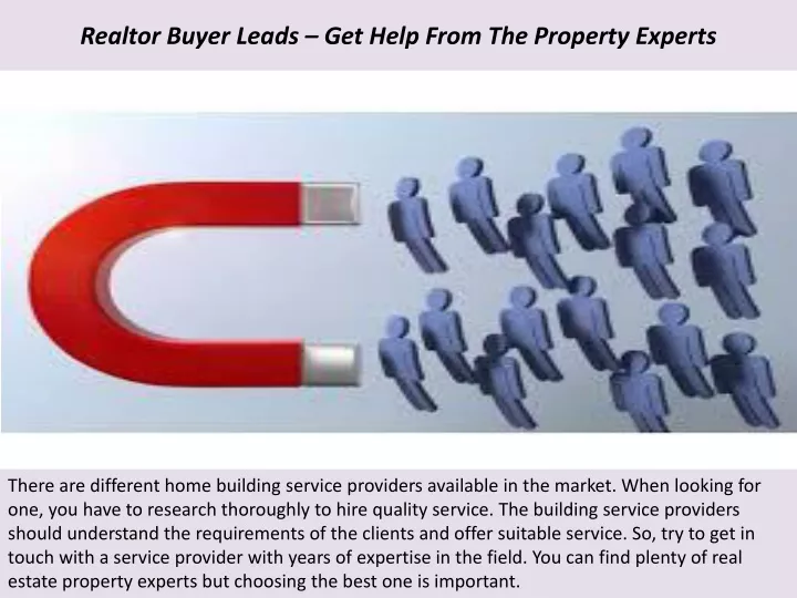 realtor buyer leads get help from the property experts