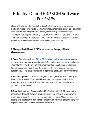 effective cloud erp scm software for smbs