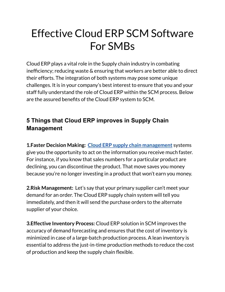 effective cloud erp scm software for smbs