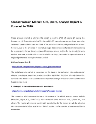 global prazosin market size share analysis report