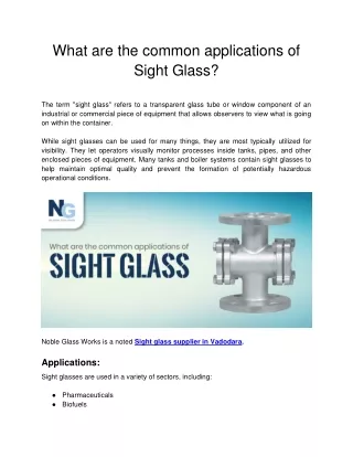 what are the common applications of sight glass