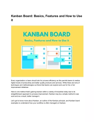 Kanban Board: Basics, Features and How to Use it