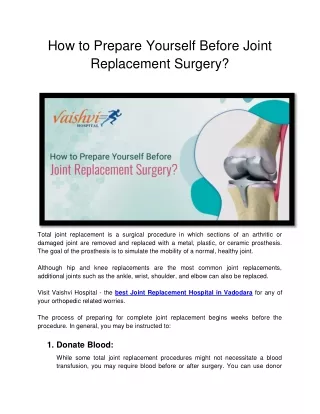 Vaishvi Hospital - How to Prepare Yourself Before Joint Replacement Surgery_