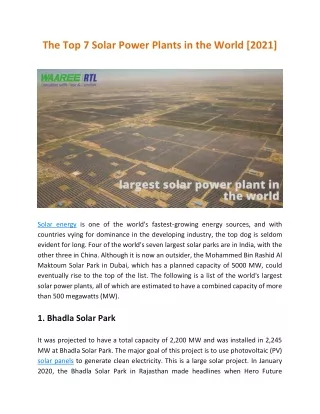 The Top 7 Solar Power Plants in the World [2021]