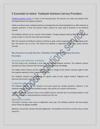 5 essentials to select textbook solutions service
