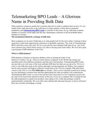 telemarketing bpo leads a glorious name
