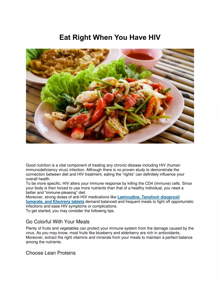 eat right when you have hiv