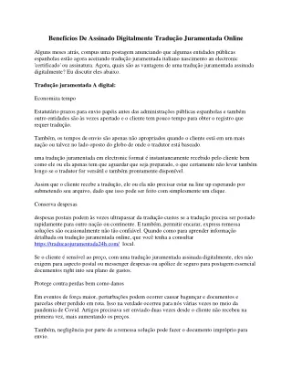 Benefícios De Assinado Digitalmente Tradução Juramentada Online